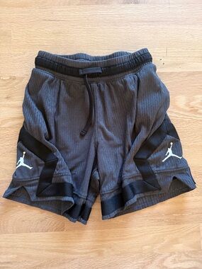 Nike Jordan Gray Athletic Basketball Shorts with Black Accents